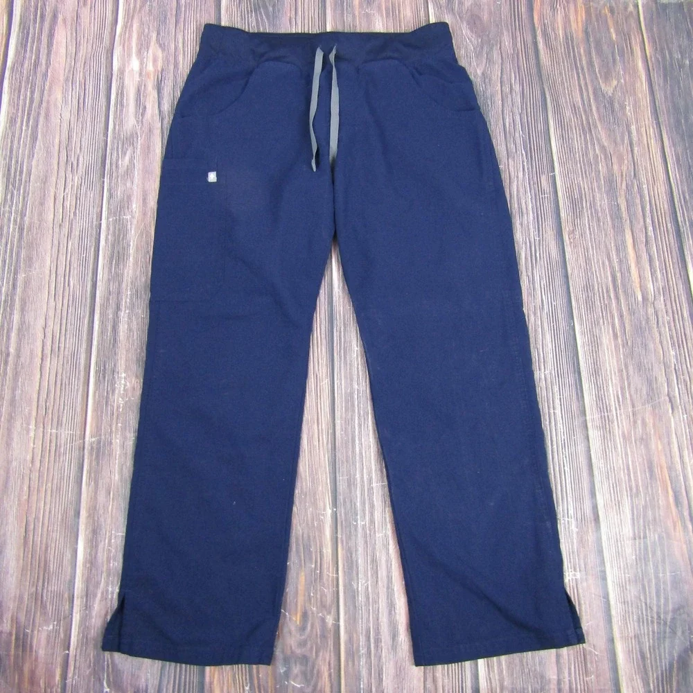 FIGS Scrub Pants Womens Large Navy Straight Drawstring Cargo Stretch T21004AP